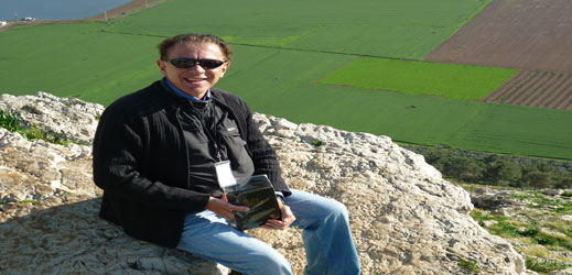 Dr Kameel overlooking Valley of Armageddon